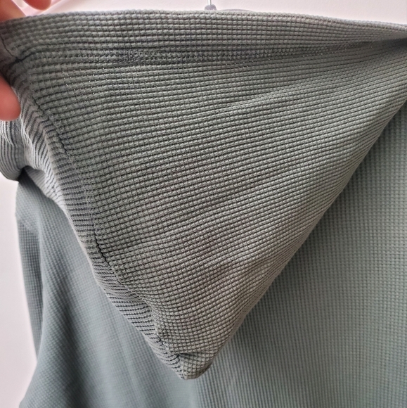 Prairie Cotton Seafoam Green Hooded 100% Cotton Henley Size S-M Made in … - Picture 6 of 9